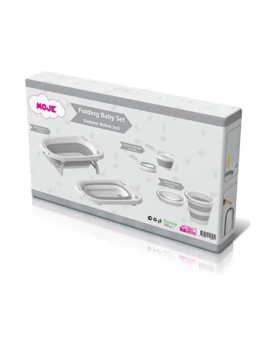 Omarı Katlanabilir Gri Küvet Seti