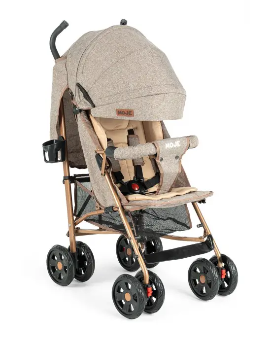 Omarı Hafif ve Dayanıklı Bebek Arabası Gold Kahve