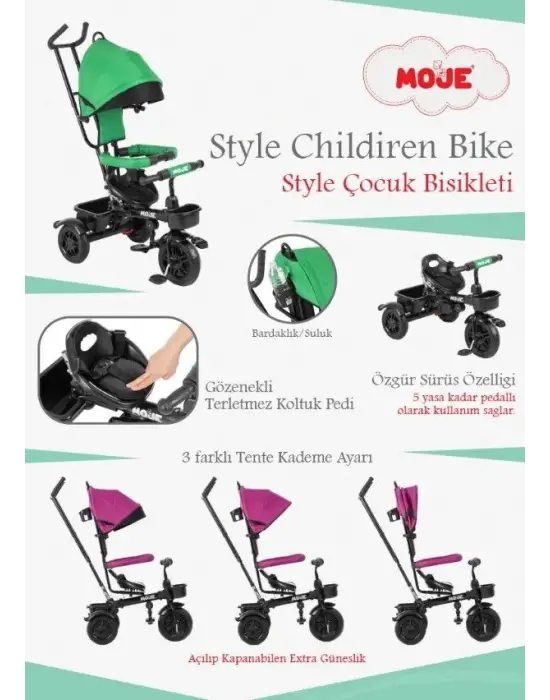 Omarı Çocuklar İçin Eğlenceli ve Güvenli 3 Tekerlekli Bisiklet