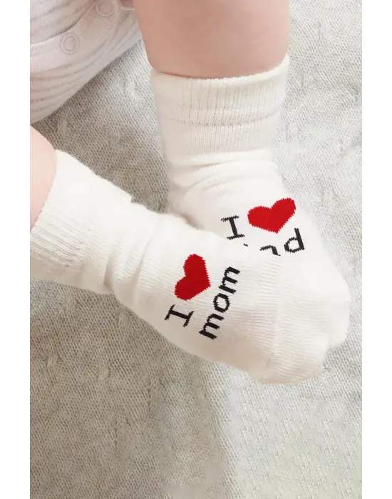 Mom Dad 3lü Penye Soket Çorap 10123 Ekru