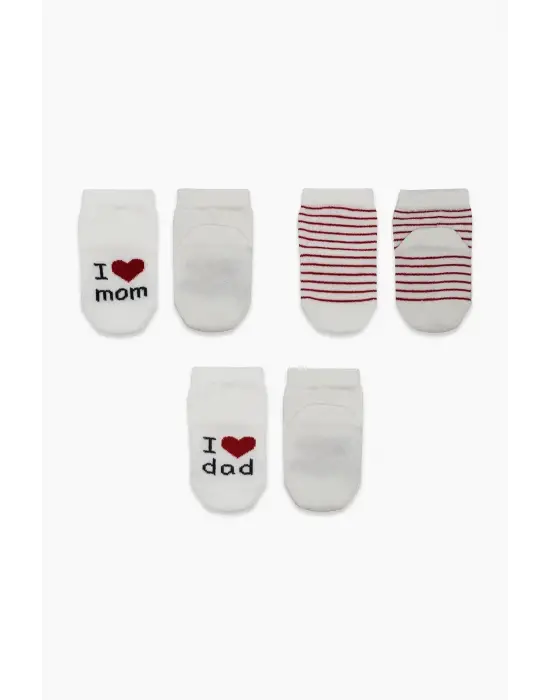 Mom Dad 3lü Penye Soket Çorap 10123 Ekru