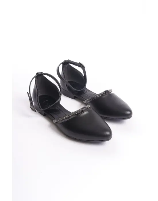 Modern Taş Detaylı Bayan Babet Ayakkabı