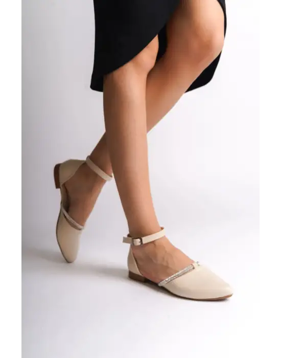 Etkileyici Taş Detaylı Babet Ayakkabı