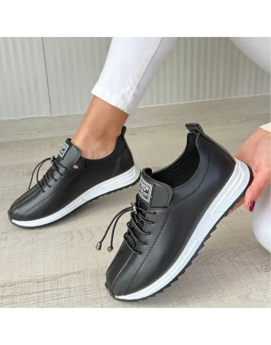 Cool Siyah Bağcıklı Spor Ayakkabı