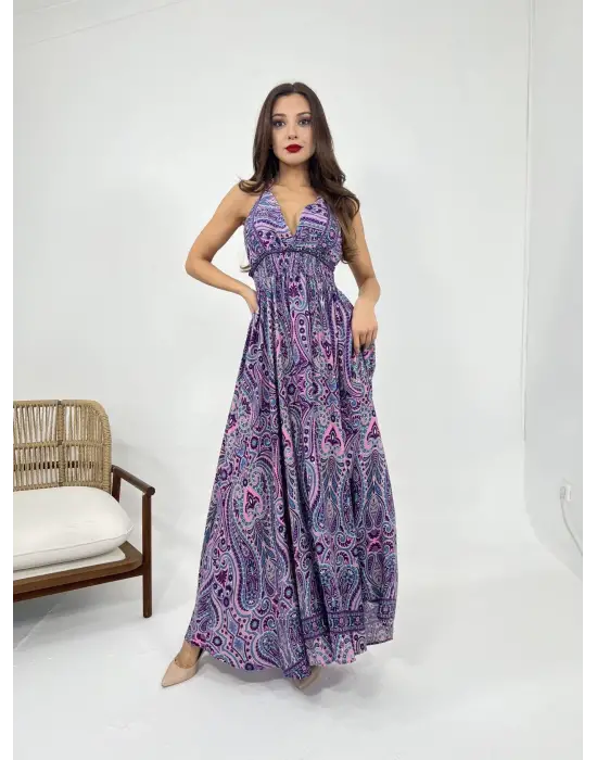 Omarı Şık Mor Elbise - Kadınlar İçin Özel Tasarım