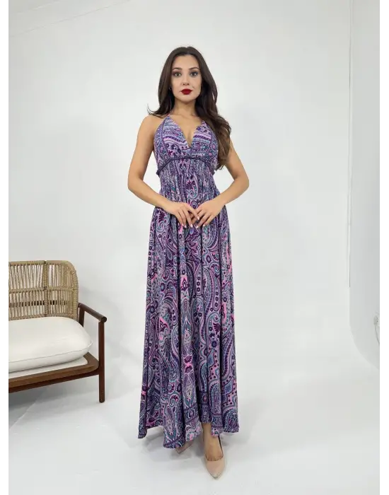 Omarı Şık Mor Elbise - Kadınlar İçin Özel Tasarım