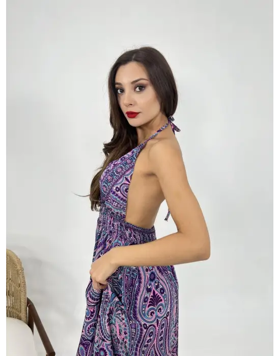 Omarı Şık Mor Elbise - Kadınlar İçin Özel Tasarım