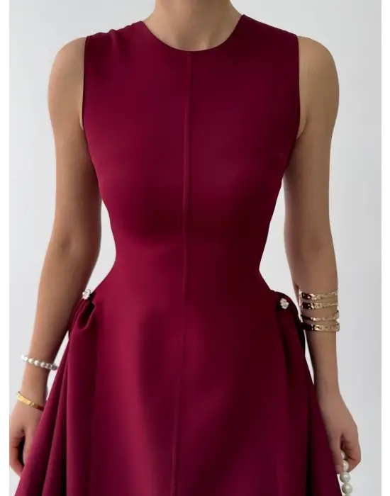 Omarı İnci Detaylı Şık Elbise