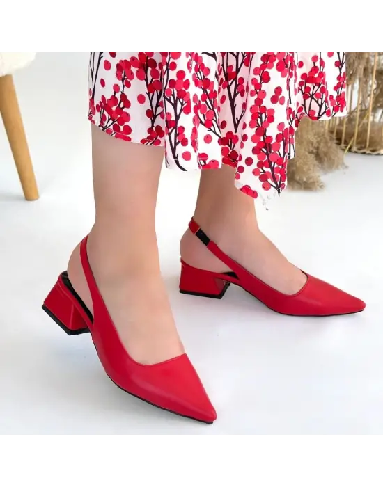 Morji Kırmızı Cilt Topuklu Ayakkabı