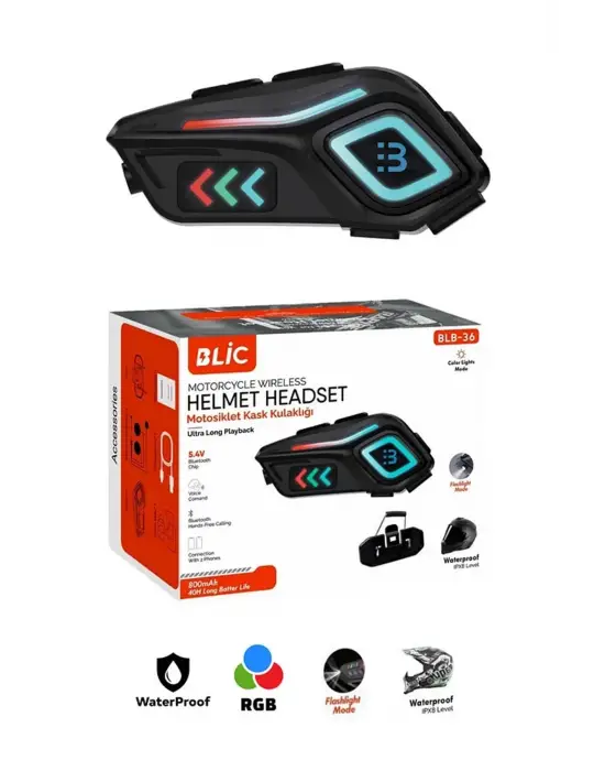 Motor Kask Kulaklık Rgb Modlu Motosiklet Kulaklık Su Geçirmez 5.4 Bluetooth Intercom Blb_36