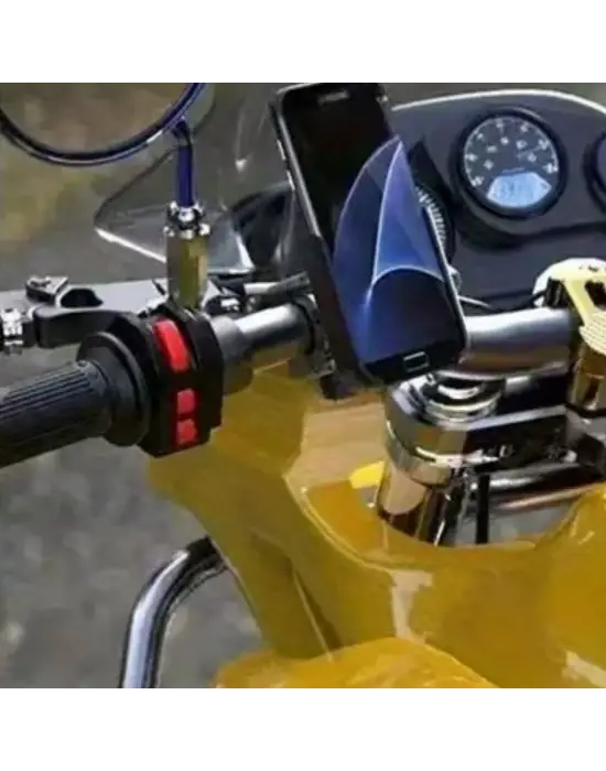 Motosiklet Gidon Telefon Tutucu–360° Döner, Kaymaz Sabitleme Sistemli, Sarsıntı Önleyici Telefon Tutucu Aparat