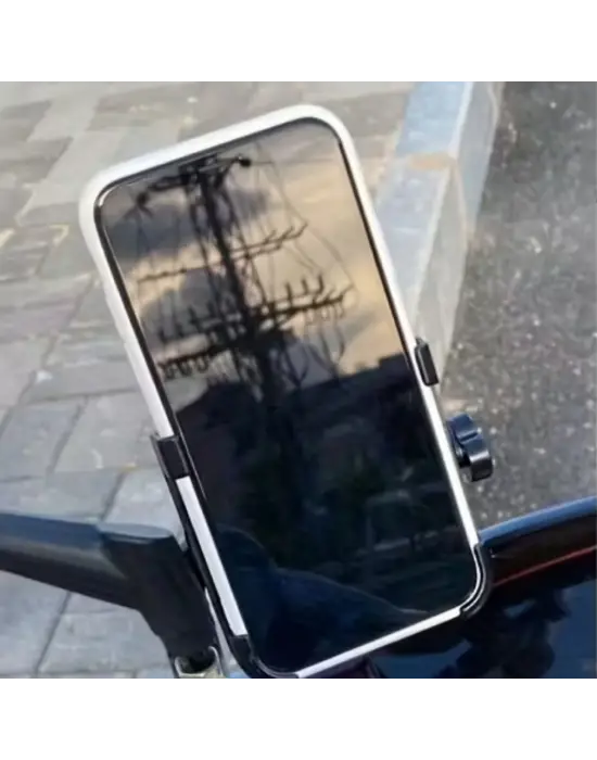 Motosiklet Gidon Telefon Tutucu–360° Döner, Kaymaz Sabitleme Sistemli, Sarsıntı Önleyici Telefon Tutucu Aparat