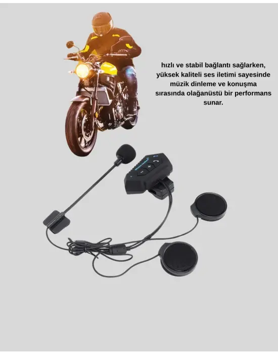 Motosiklet Kaskı İçin Bluetooth Kulaklık – Kablosuz, Mikrofonlu, Gürültü Azaltmalı Bt22