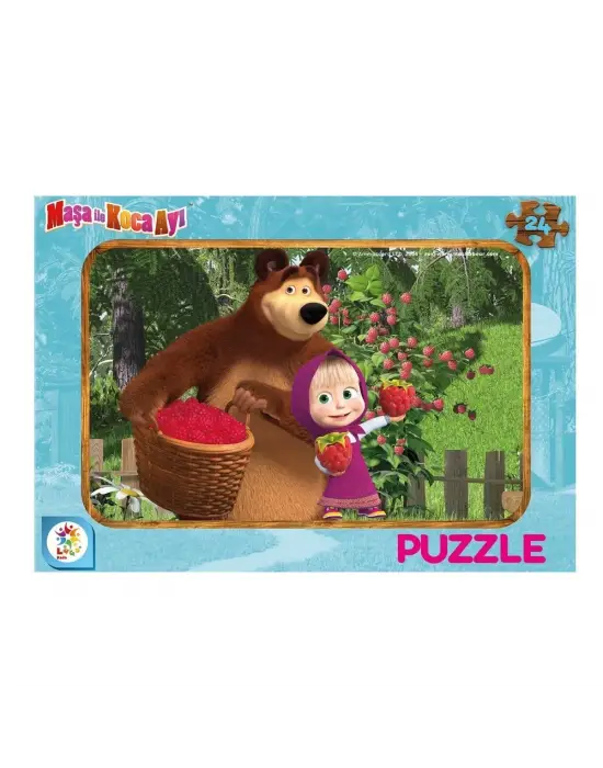 Omarı Yumuşak Kumaştan Oluşan 24 Parça Çerçeveli Koca Ayı ve Masha Oyuncak Seti