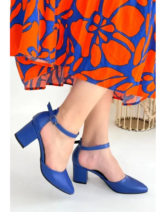 Mulen Mavi Cilt Topuklu Ayakkabı