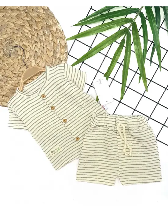 Omarı Yazlık Müslin Kumaş Erkek Bebek Takımı