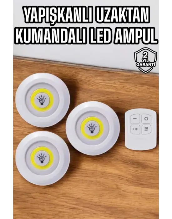 Mutfak Dolap Altı Işığı Uzaktan Kumandalı Yapışkanlı Kablosuz Pilli