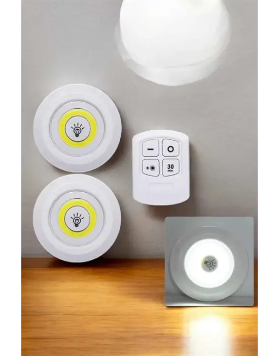 Mutfak Dolap Altı Işığı Uzaktan Kumandalı Yapışkanlı Kablosuz Pilli