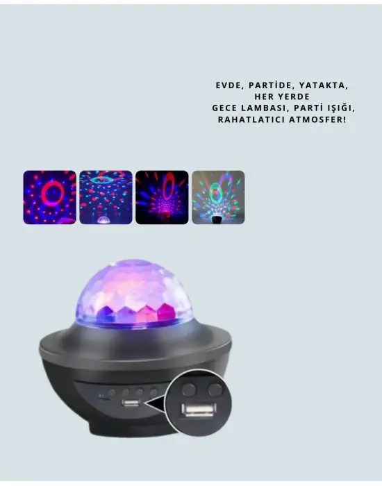 Müzik Ritimli Işık Değişimi & Dönen Dalga Efekti – Galaxy Projektör