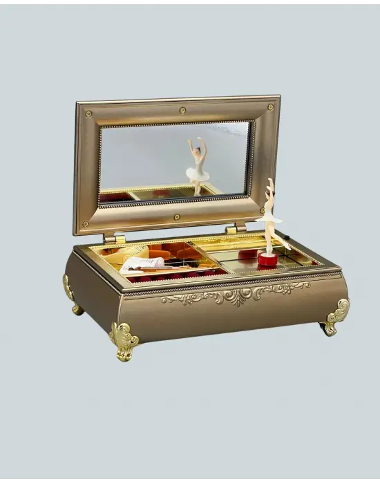 Müzikli Balerin Figürlü Takı Kutusu Piyano Desenli Dekoratif