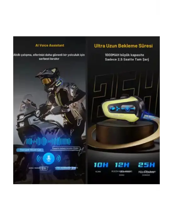 N3x Rgb Işıklı Intercom 3 Kişi Bağlantılı 1000mah Motosiklet Bluetooth Kulaklık Seti