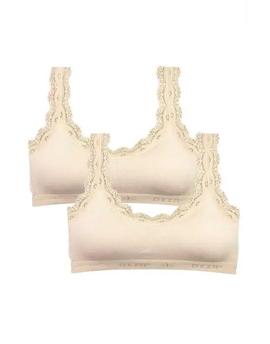 Omarı Doğal Bambu İçerikli Dantelli Kadın Büstiyer Seti