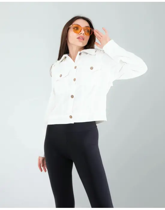 Omarı Etnik Desenli Nakışlı Denim Ceket