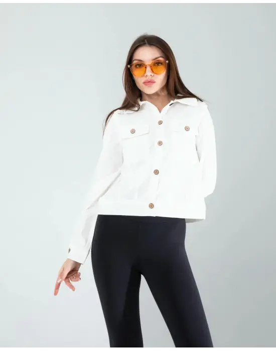 Omarı Etnik Desenli Nakışlı Denim Ceket