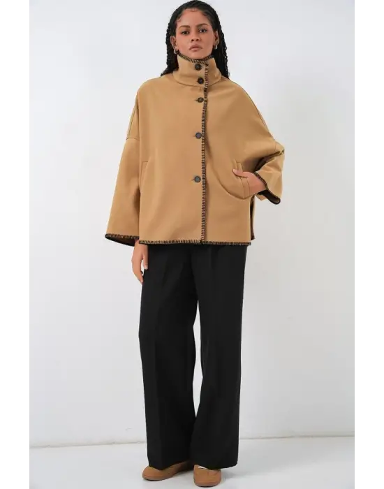 Etkileyici Nakışlı Kaşe Ceket