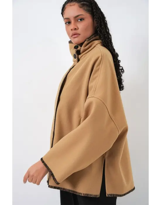 Etkileyici Nakışlı Kaşe Ceket