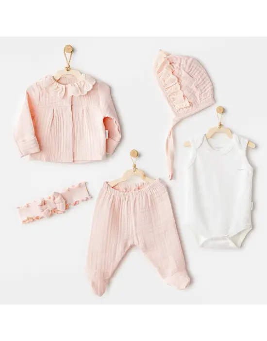 Natural Gift Müslin 5li Hastane Çıkışı Salmon