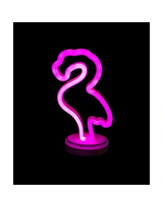 Neon Işıklı Flamingo Yazılı Masa Gece Lambası