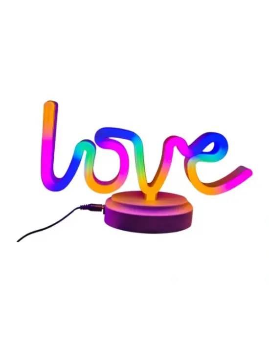 Neon Işıklı Love Yazılı Masa Gece Lambası