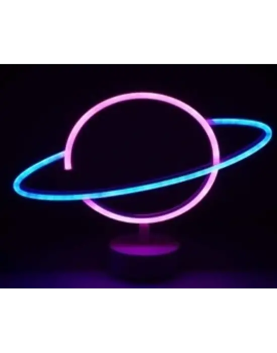 Neon Işıklı Satürn Lamba