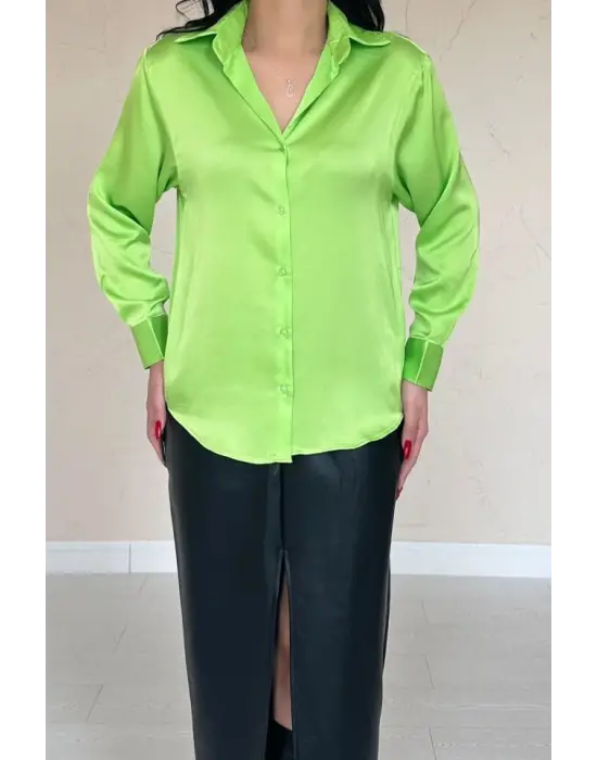 Neon Saten Gömlek