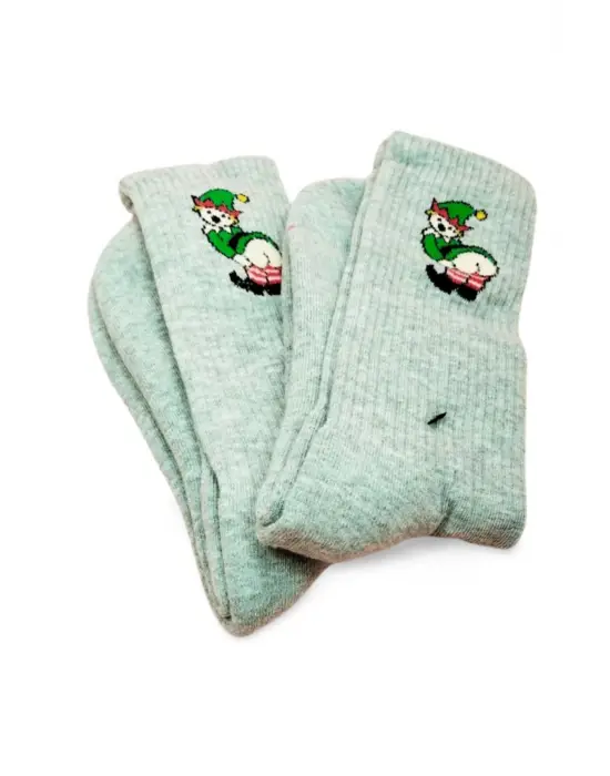 Omarı Eğlenceli Popo Baskılı Kolej Çorap Seti