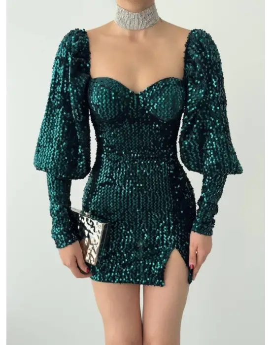 Omarı Şık Vücut Saran Siyah Elbise