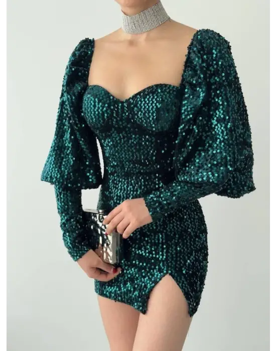 Omarı Şık Vücut Saran Siyah Elbise