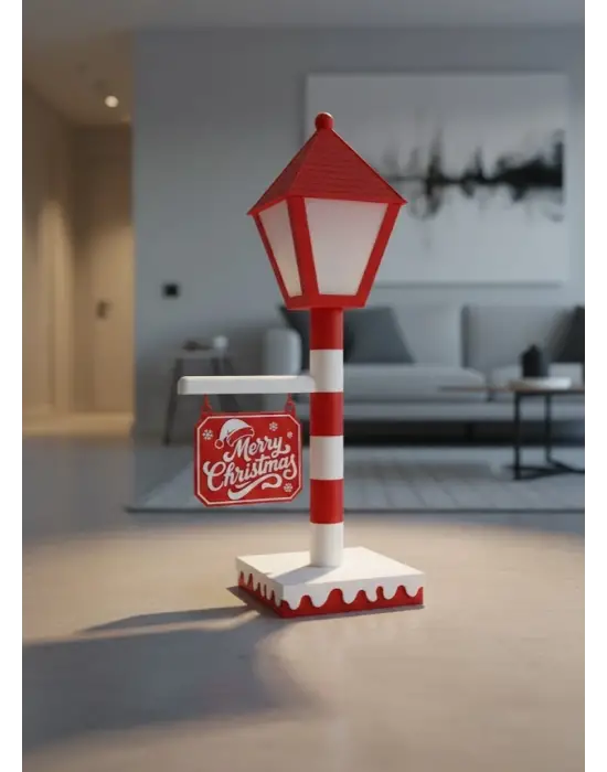 Noel Temalı Tabelalı Lamba Dekoratif Aydınlatma Yılbaşı Süsü
