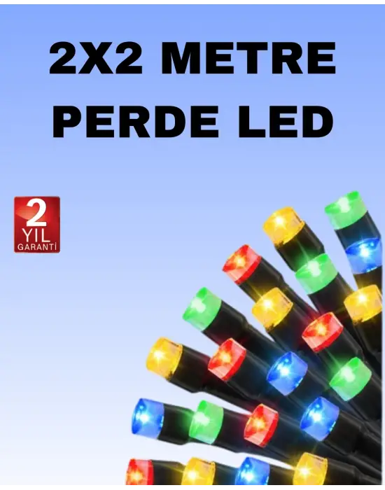 Noel Ve Parti Dekorasyonu İçin 2x2 Led Perde Işık – 8 Fonksiyonlu