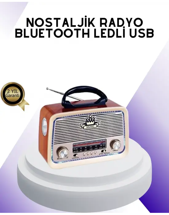 Nostalji Bluetooth Radyo Fm Am Sw Ahşap Eskitme Tasarım