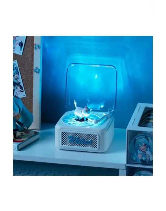 Nostalji Mini Plak Görünümlü Radyolu Bluetooth Hoparlör 3d Ses Dalgası Retro Müzik Plak Beyaz