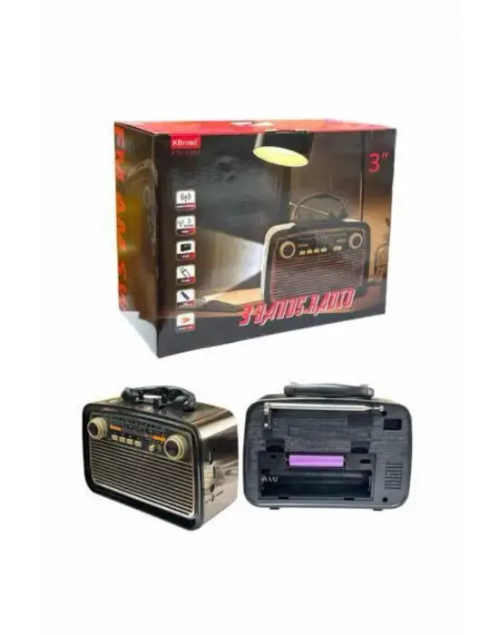 Nostalji Radyo Bluetooth Hoparlör Usb-sd Kart Giriş Led Fener Işıklı Bataryalı Pilli