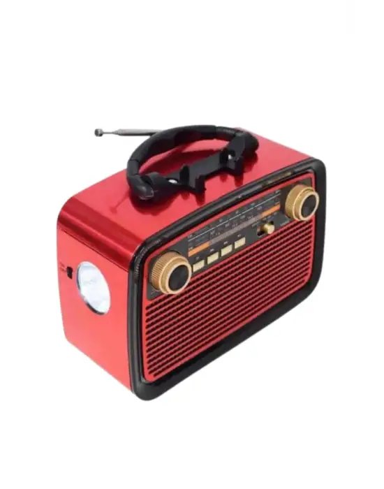 Nostaljik Görünümlü Ahşap Radyo Tf Sd Usb Girişli Led Fener Işıklı