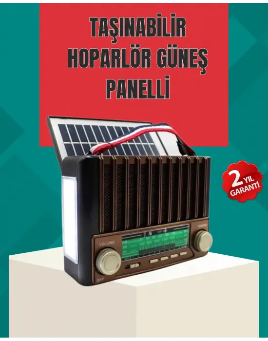 Nostaljik Tasarımlı Solar Şarjlı Radyo Am Fm Sw Ve Bluetooth