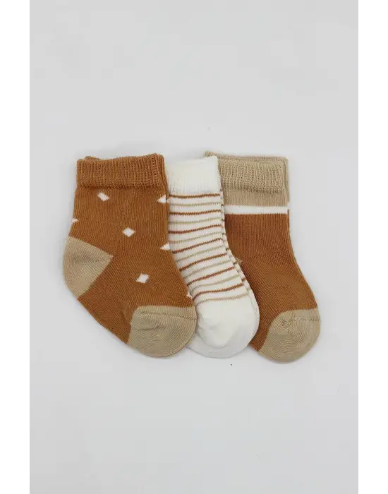 Omarı 3lü Penye Erkek Soket Çorap - Hardal Renkli Çorap Seti