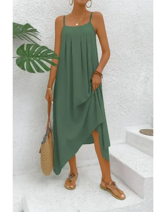 Omarı Asimetrik Detaylı Aerobin Elbise