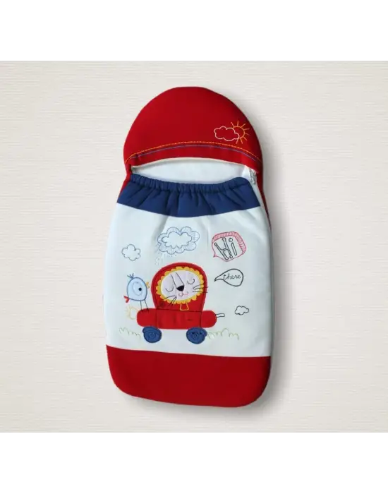 Omarı Aslan Nakışlı Yenidoğan Klasik Bebek Battaniyesi Mavi