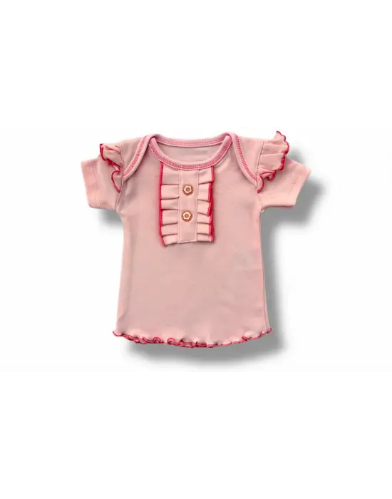 Omarı Bandanalı Kız Bebek Takımı - Pudra Seçeneğiyle