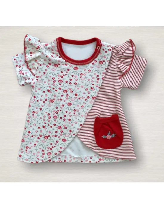 Omarı Bebek Kız Takımı Kısa Kollu Sweat ve Şort Seti - Kırmızı